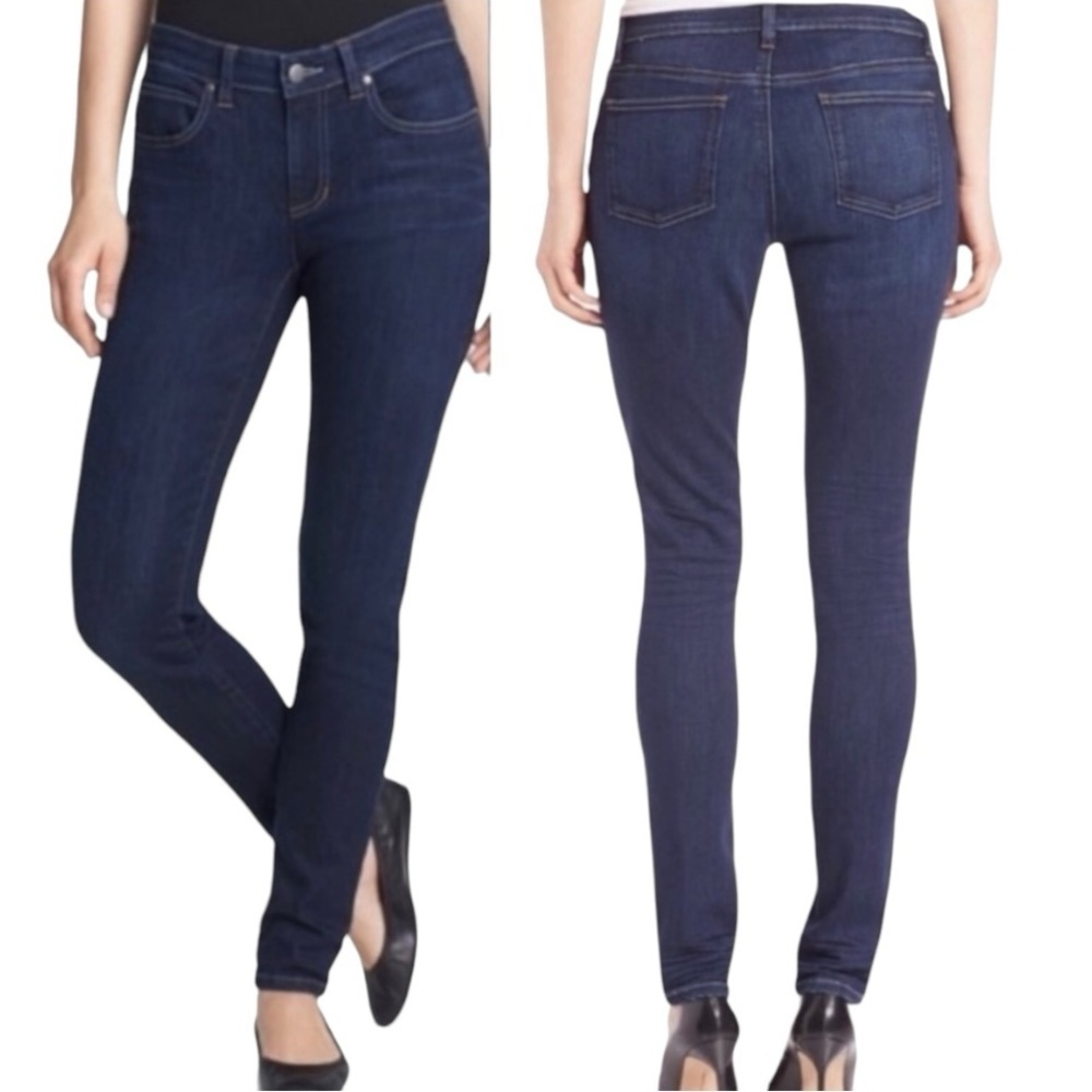 Eileen Fisher Mid Rise Dark Wash Stretch Denim Classic Skinny Jeans Women’s 10 - Picture 10 of 13
